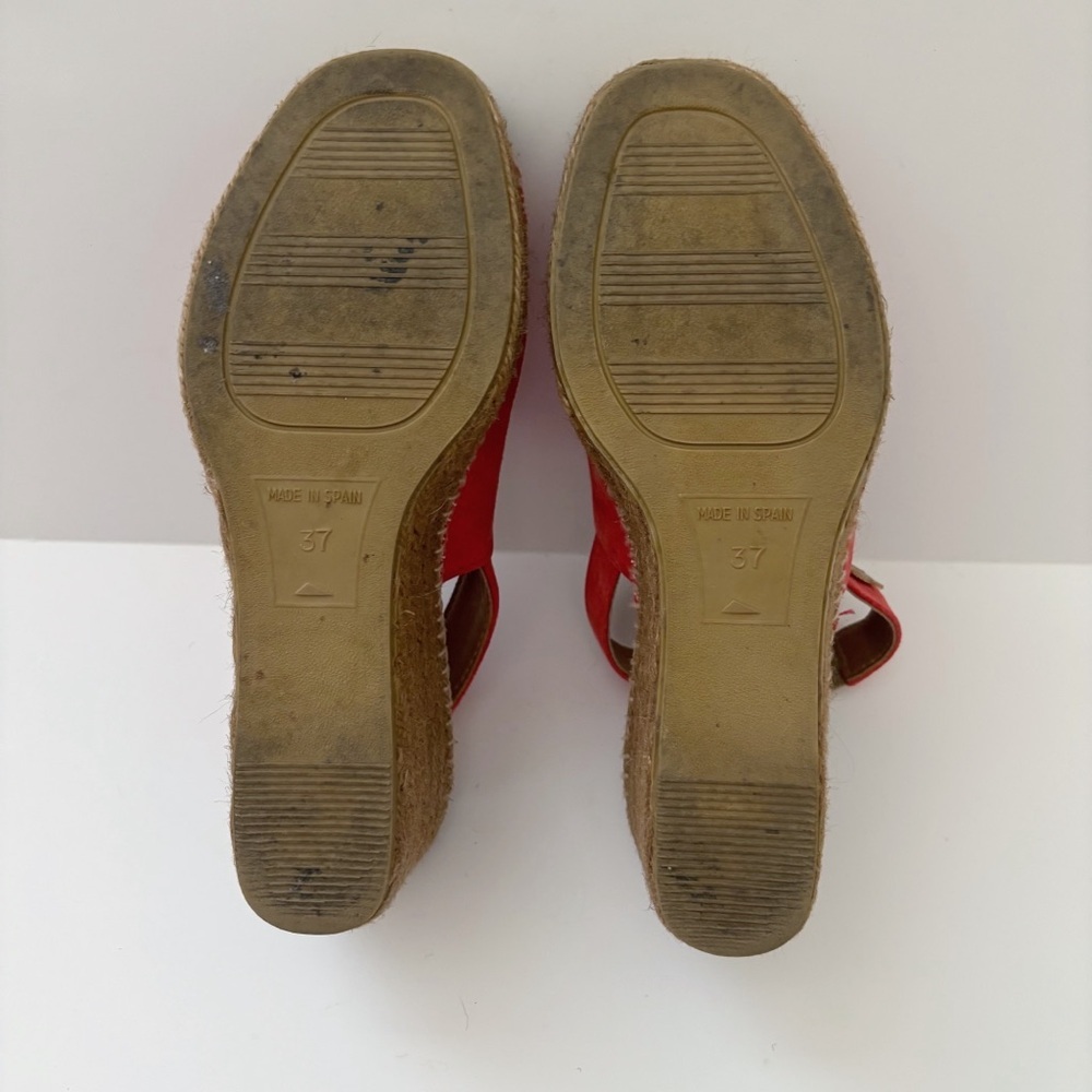 Toni Pons Red Wedge Suede Espadrilles Sz 37 US 6.5 - Picture 7 of 7